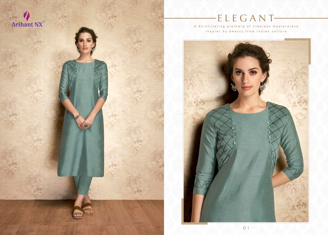 ARIHANT CLAIRE VISCOSE SILK CASUAL WEAR LONG KURTI WHOLESALER