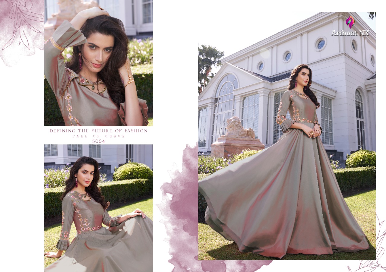 ARIHANT SIMRAN SOFT SILK LONG PARTY WEAR GOWN DESIGNS COLLECTION