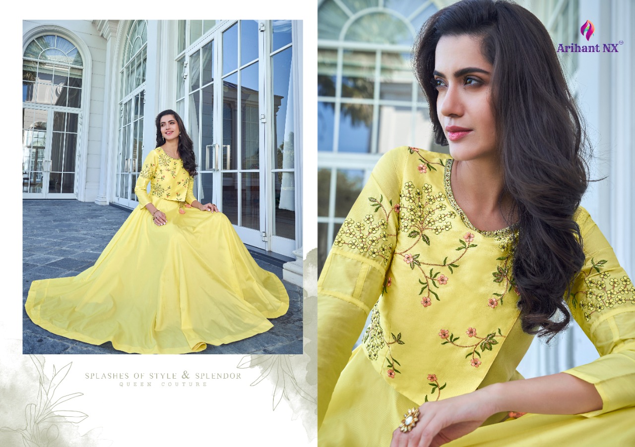 ARIHANT SIMRAN SOFT SILK LONG PARTY WEAR GOWN DESIGNS COLLECTION