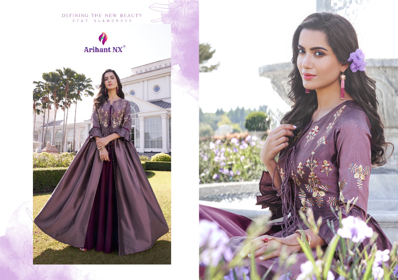 ARIHANT SIMRAN SOFT SILK LONG PARTY WEAR GOWN DESIGNS COLLECTION