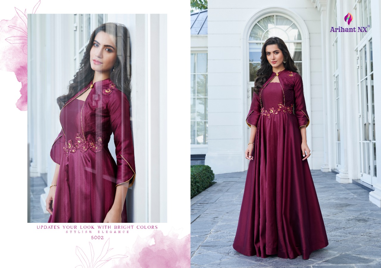 ARIHANT SIMRAN SOFT SILK LONG PARTY WEAR GOWN DESIGNS COLLECTION