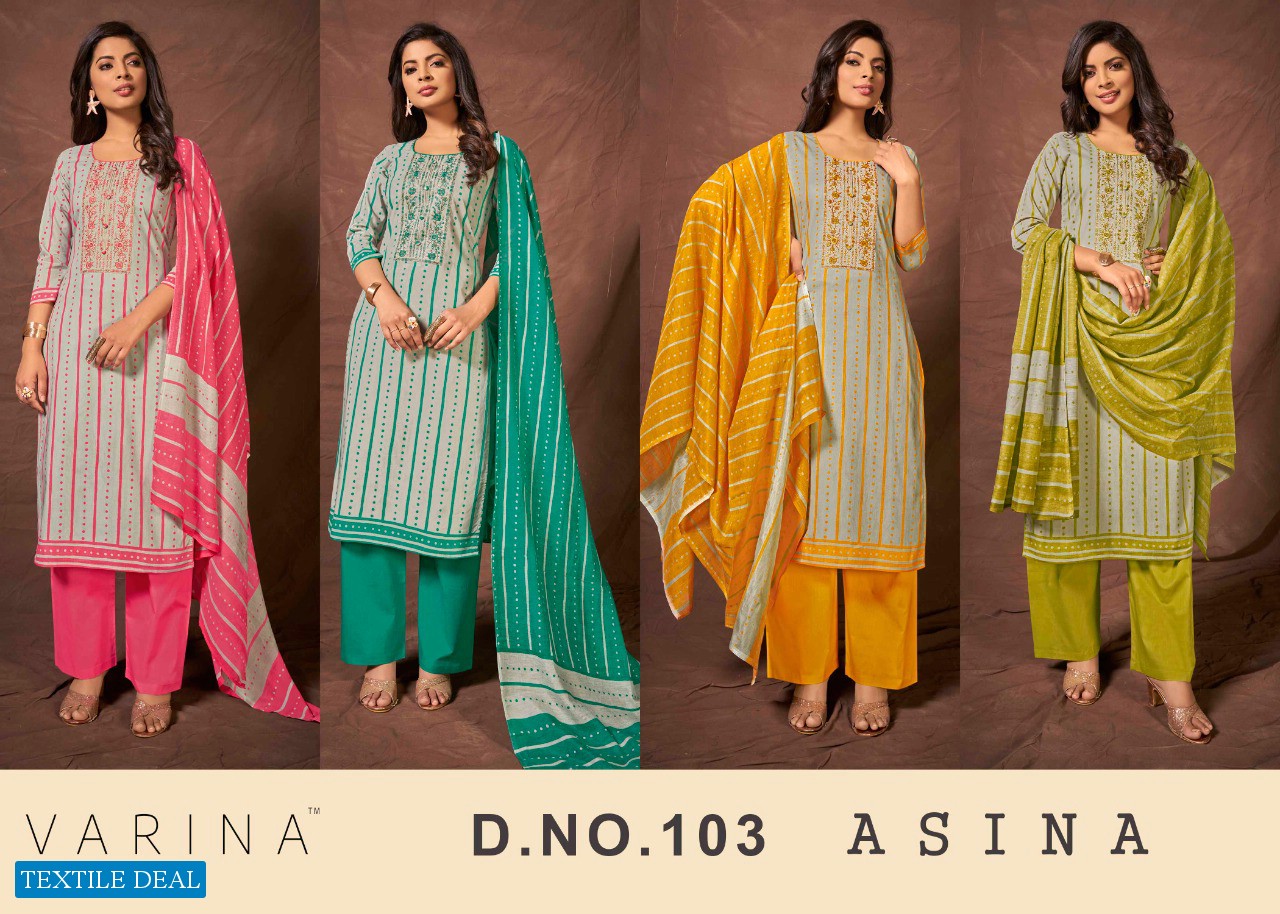 ASINA BY VARINA OMTEX LAWN COTTON SUMMER WEAR LADIES SALWAR KAMEEZ
