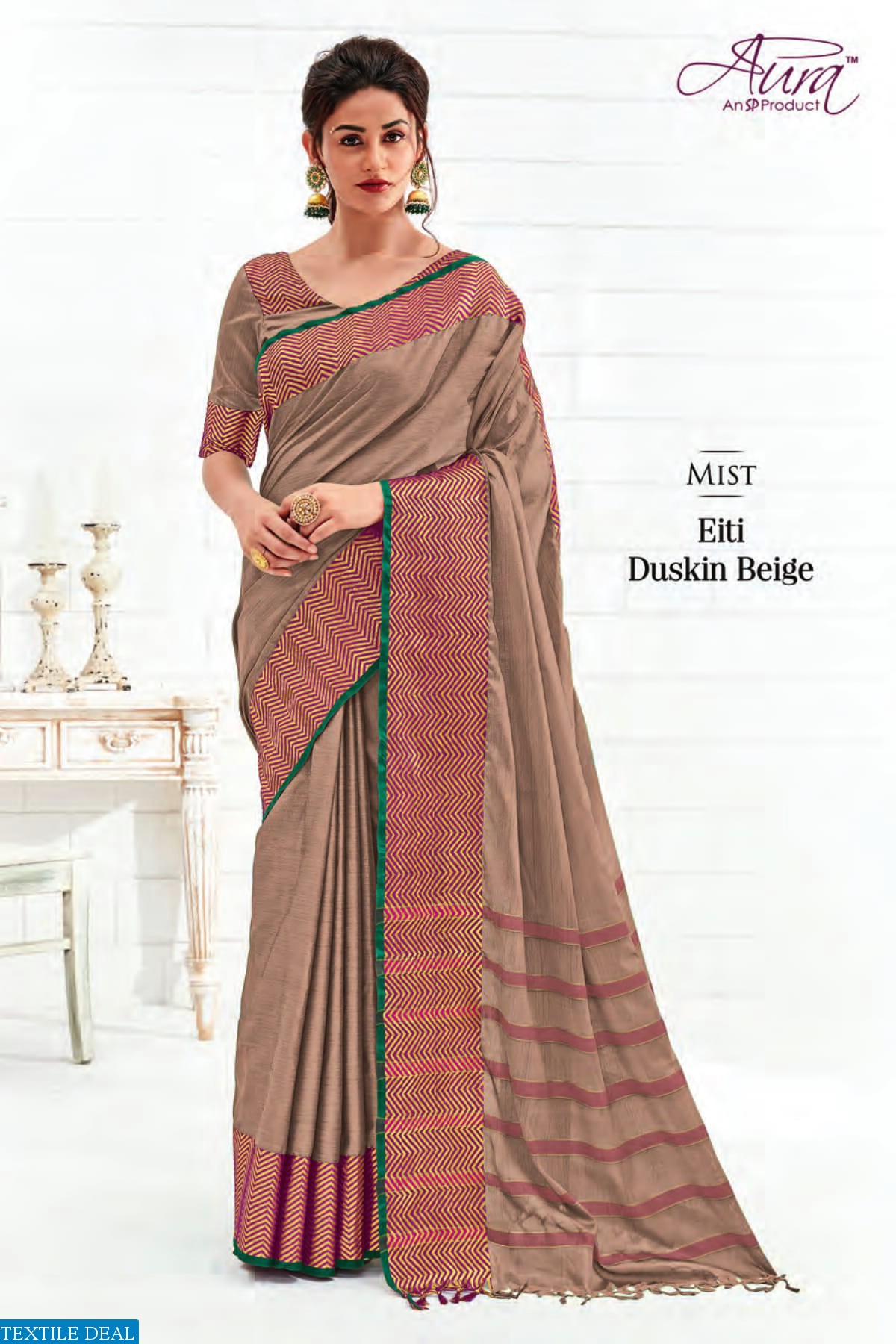AURA SAREE EITI COTTON SILK SAREES WHOLESALERS IN SURAT MARKET
