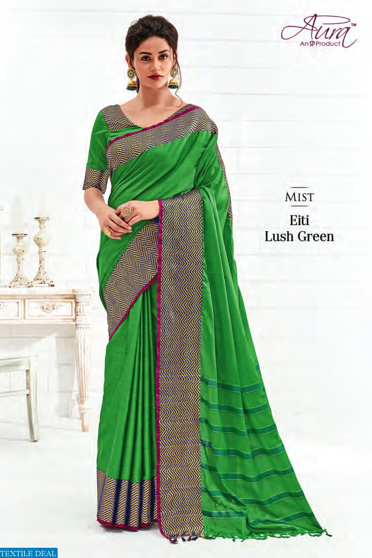 AURA SAREE EITI COTTON SILK SAREES WHOLESALERS IN SURAT MARKET