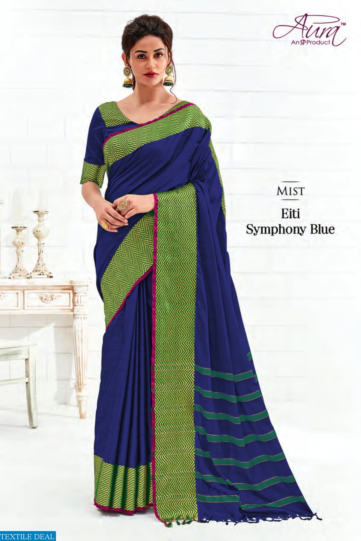 AURA SAREE EITI COTTON SILK SAREES WHOLESALERS IN SURAT MARKET