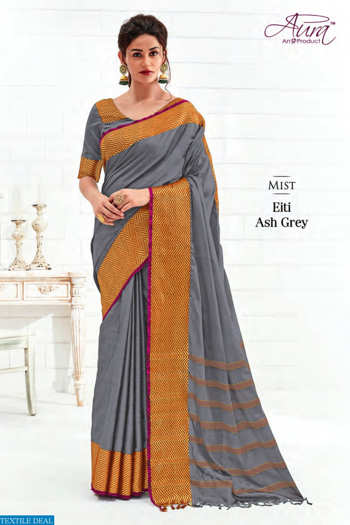 AURA SAREE EITI COTTON SILK SAREES WHOLESALERS IN SURAT MARKET