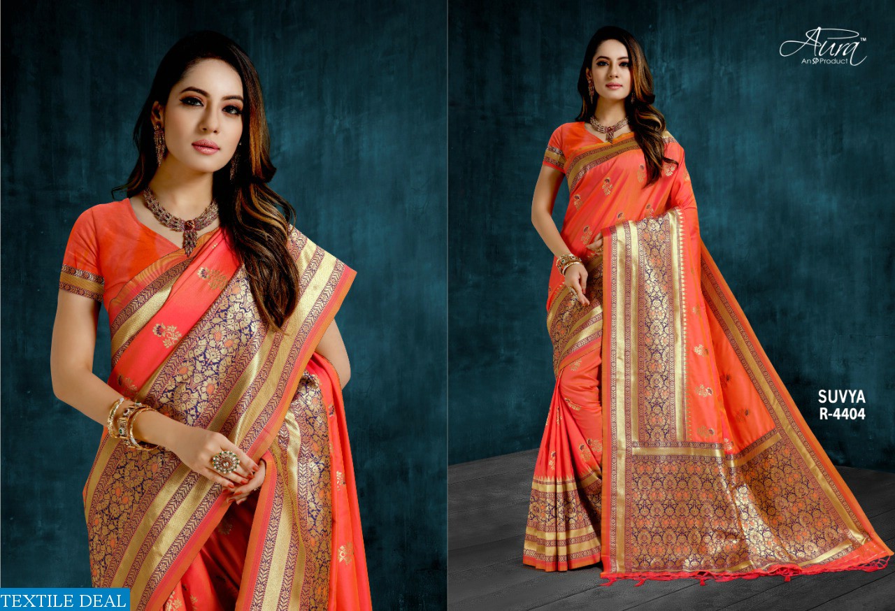 AURA SAREE LAUNCH SUVYA SILK PARTY WEAR SAREE ONLINE SHOPPING DEALER