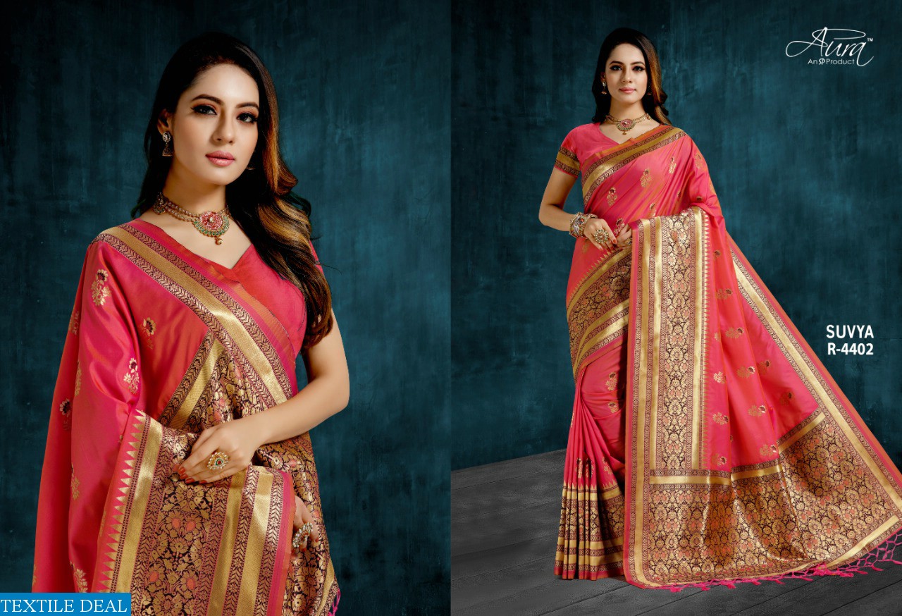 AURA SAREE LAUNCH SUVYA SILK PARTY WEAR SAREE ONLINE SHOPPING DEALER