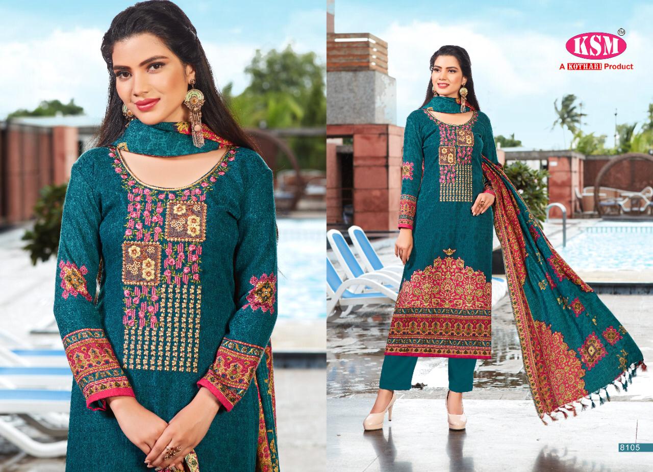 AVANI BY KSM KOTHARI PASHMINA PRINT WITH EMBROIDERY WINTER DRESS MATERIAL