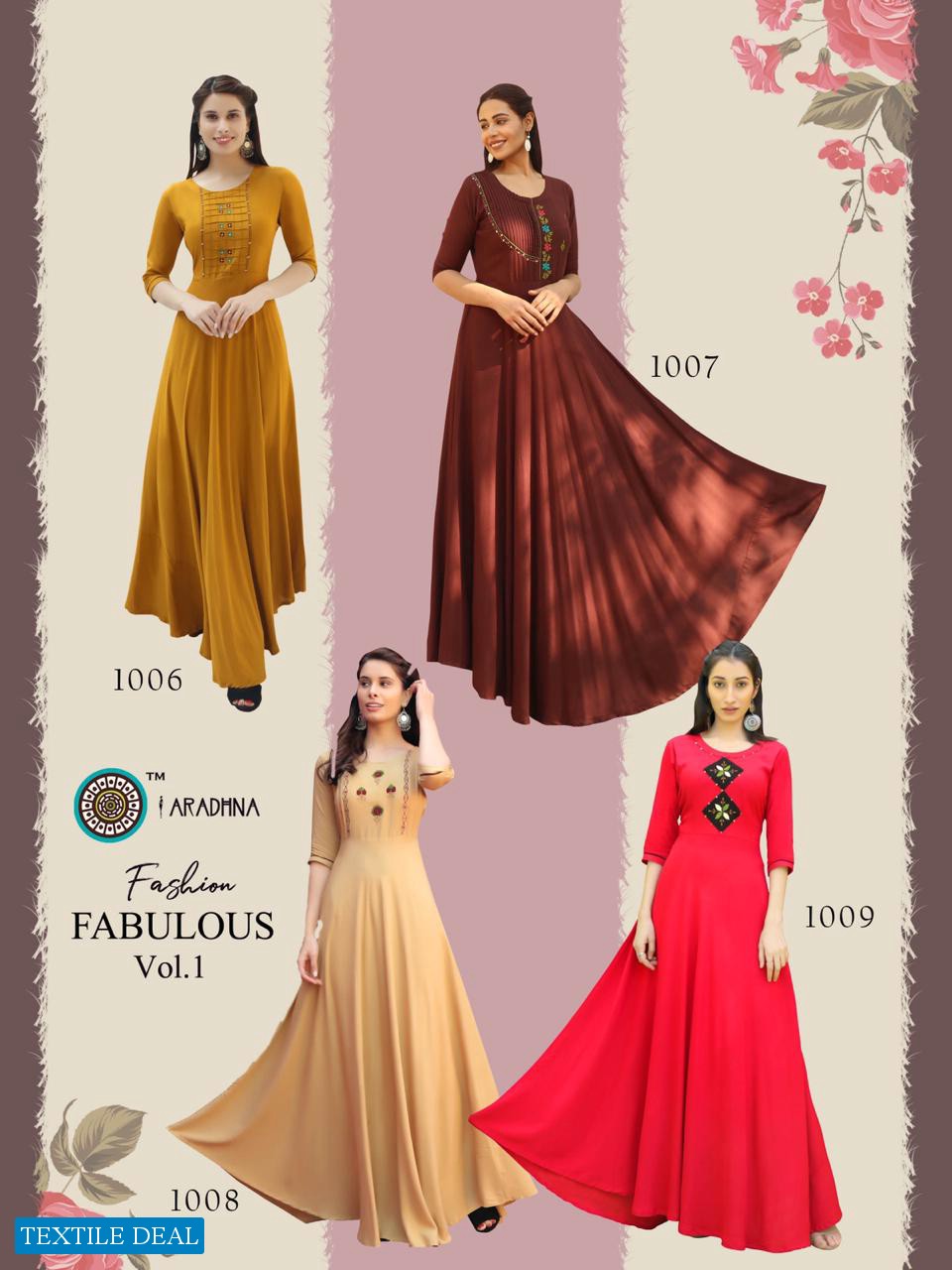 Aaradhna Fashion Fabulous Vol-1 Wholesale Long Gown Catalog