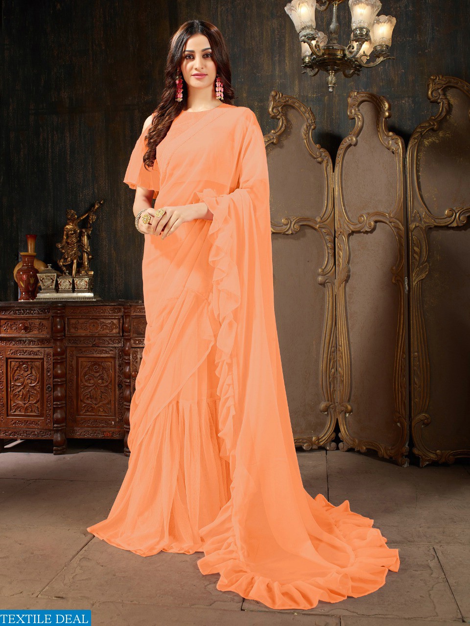 Aasvaa Roohi Ruffle Saree Vol-4 Wholesaler Sarees