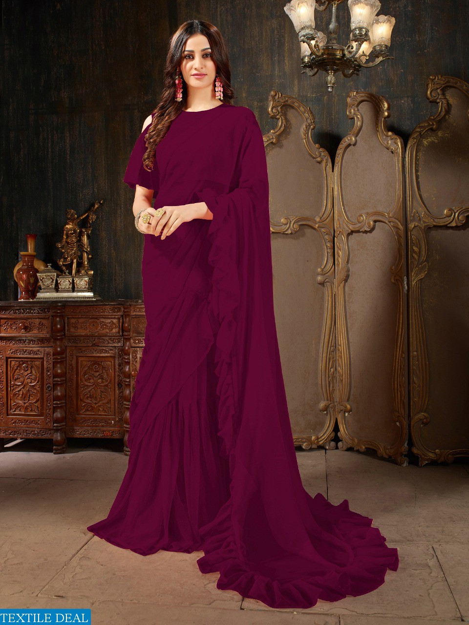 Aasvaa Roohi Ruffle Saree Vol-4 Wholesaler Sarees