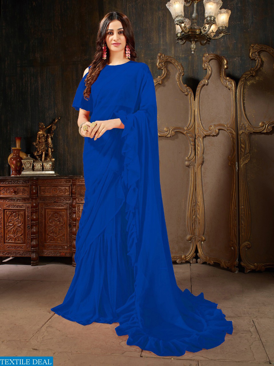 Aasvaa Roohi Ruffle Saree Vol-4 Wholesaler Sarees