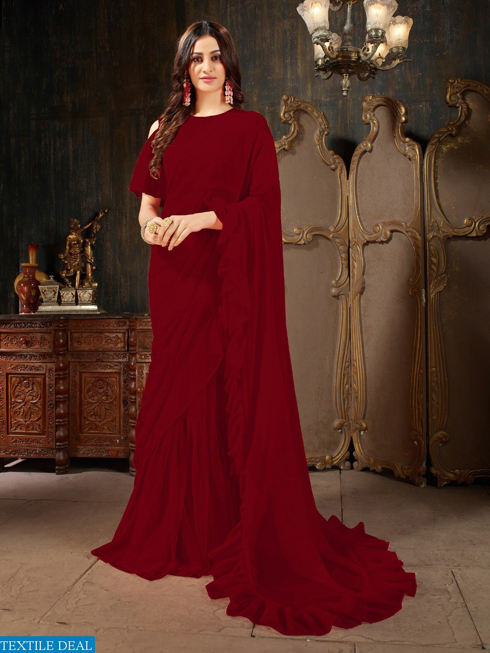 Aasvaa Roohi Ruffle Saree Vol-4 Wholesaler Sarees