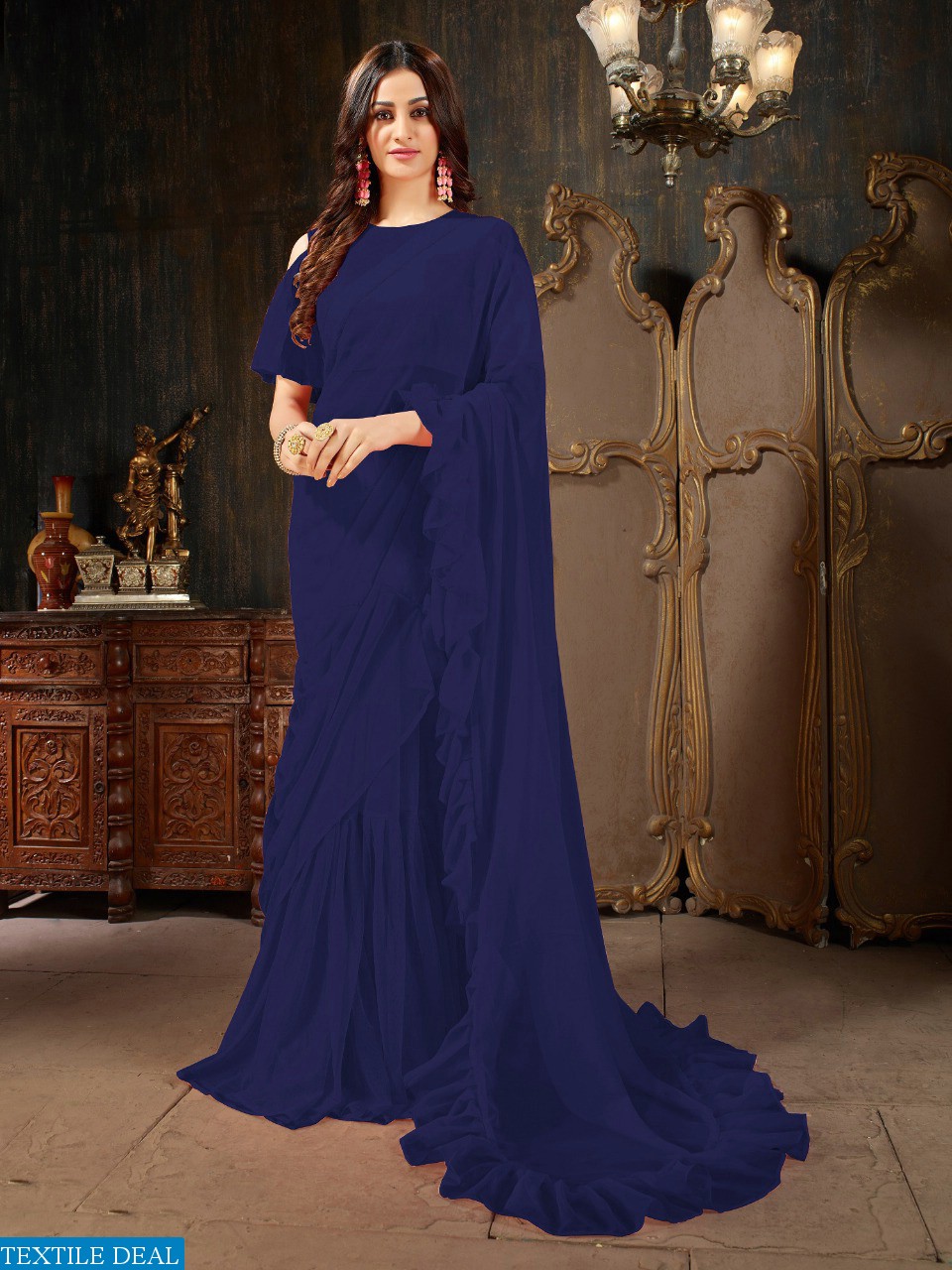 Aasvaa Roohi Ruffle Saree Vol-4 Wholesaler Sarees