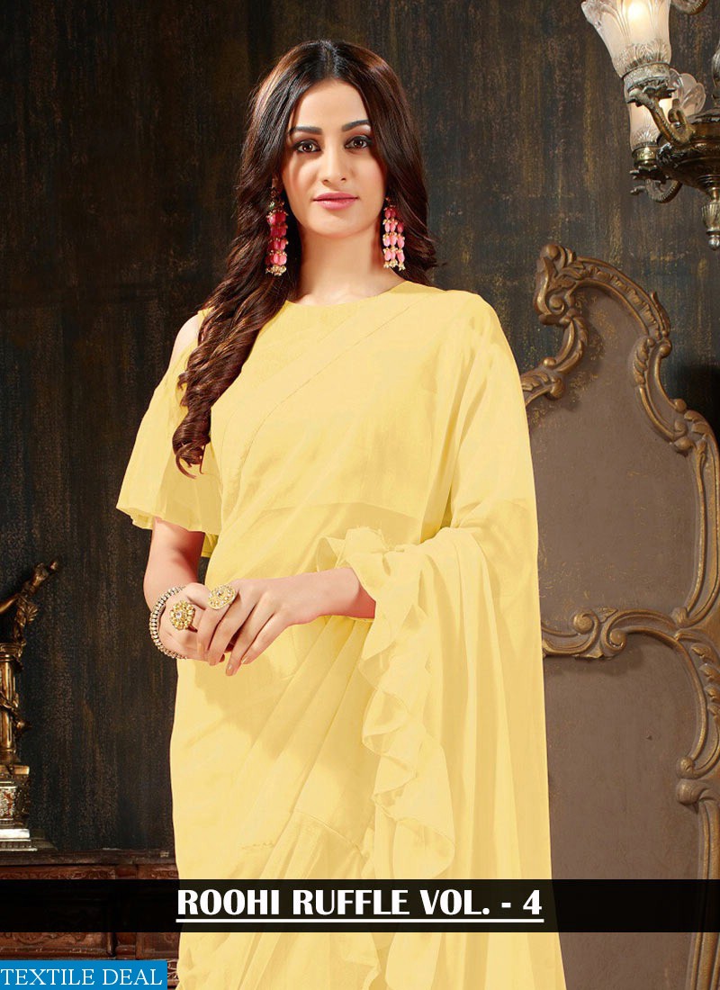 Aasvaa Roohi Ruffle Saree Vol-4 Wholesaler Sarees