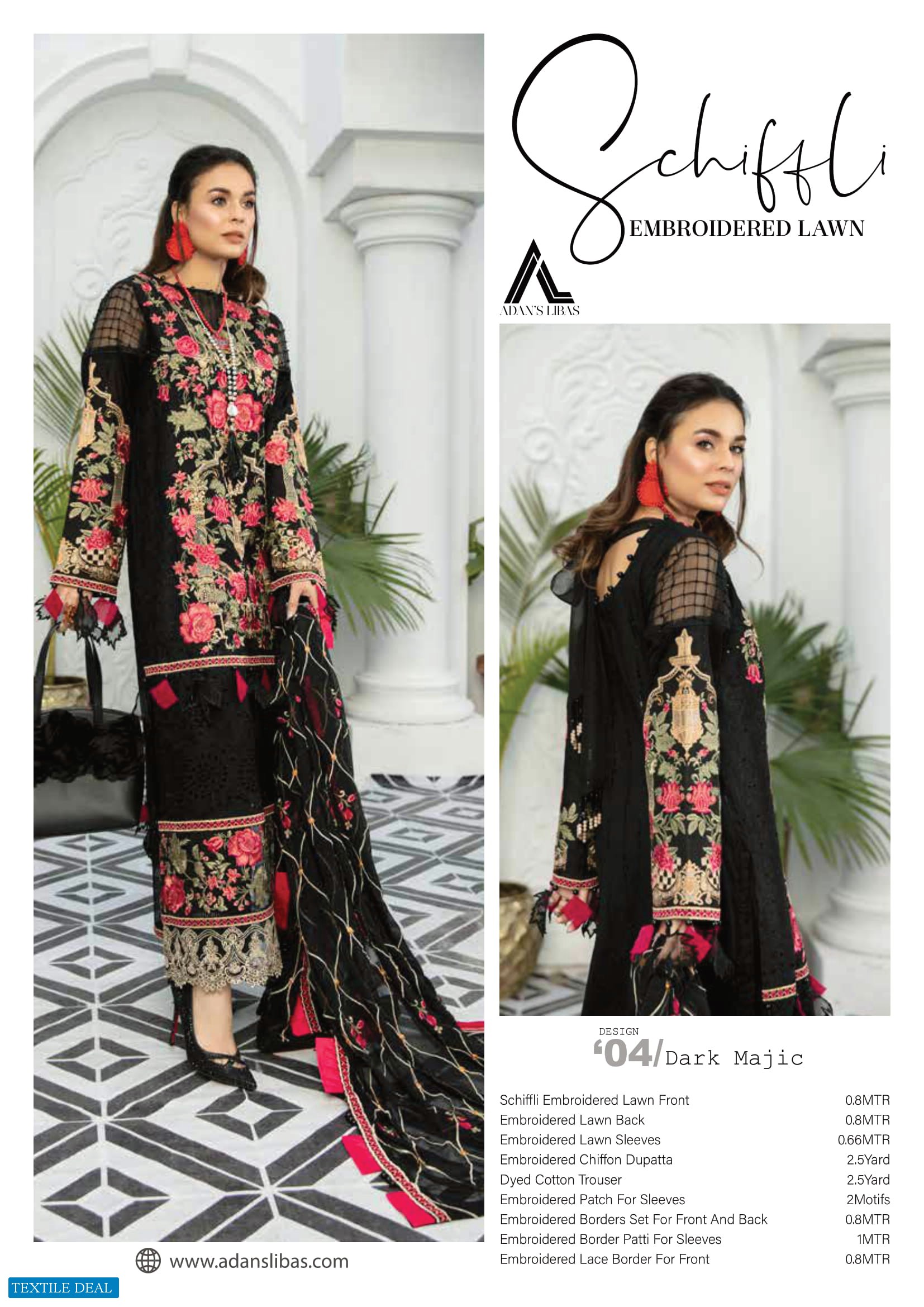 Adans Libas Schiffli Embroidered Pakistani Suits