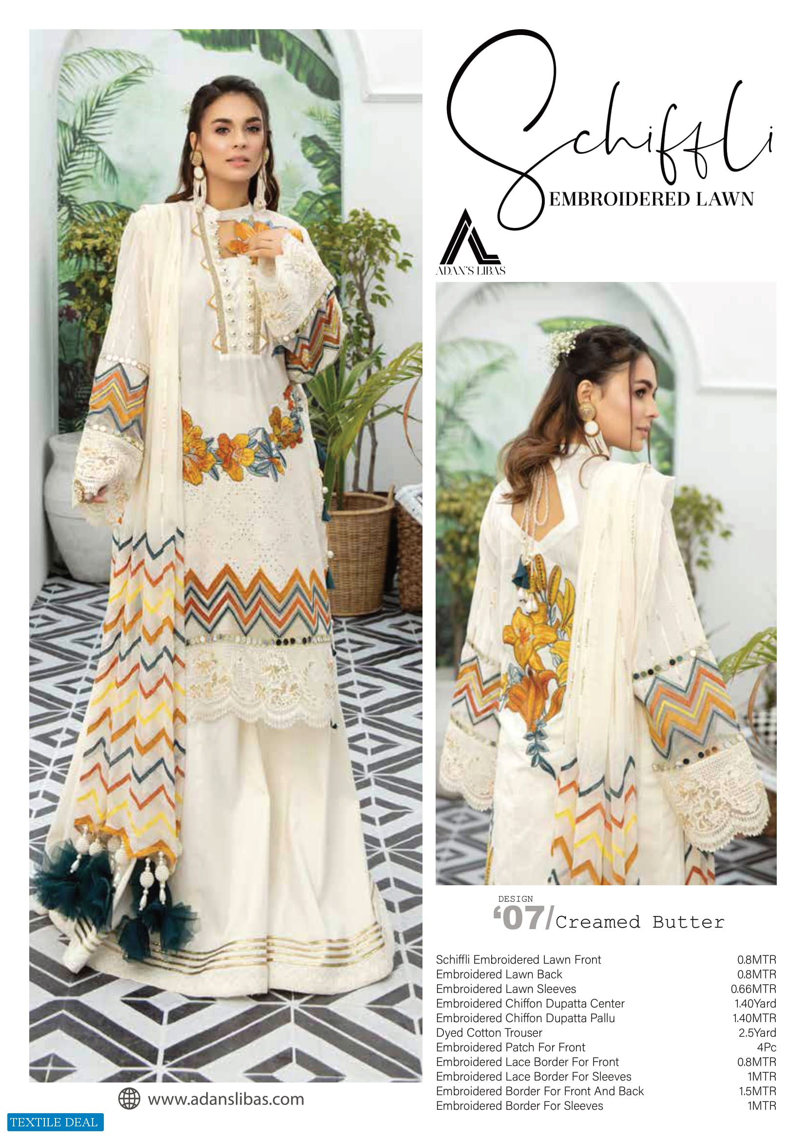 Adans Libas Schiffli Embroidered Pakistani Suits