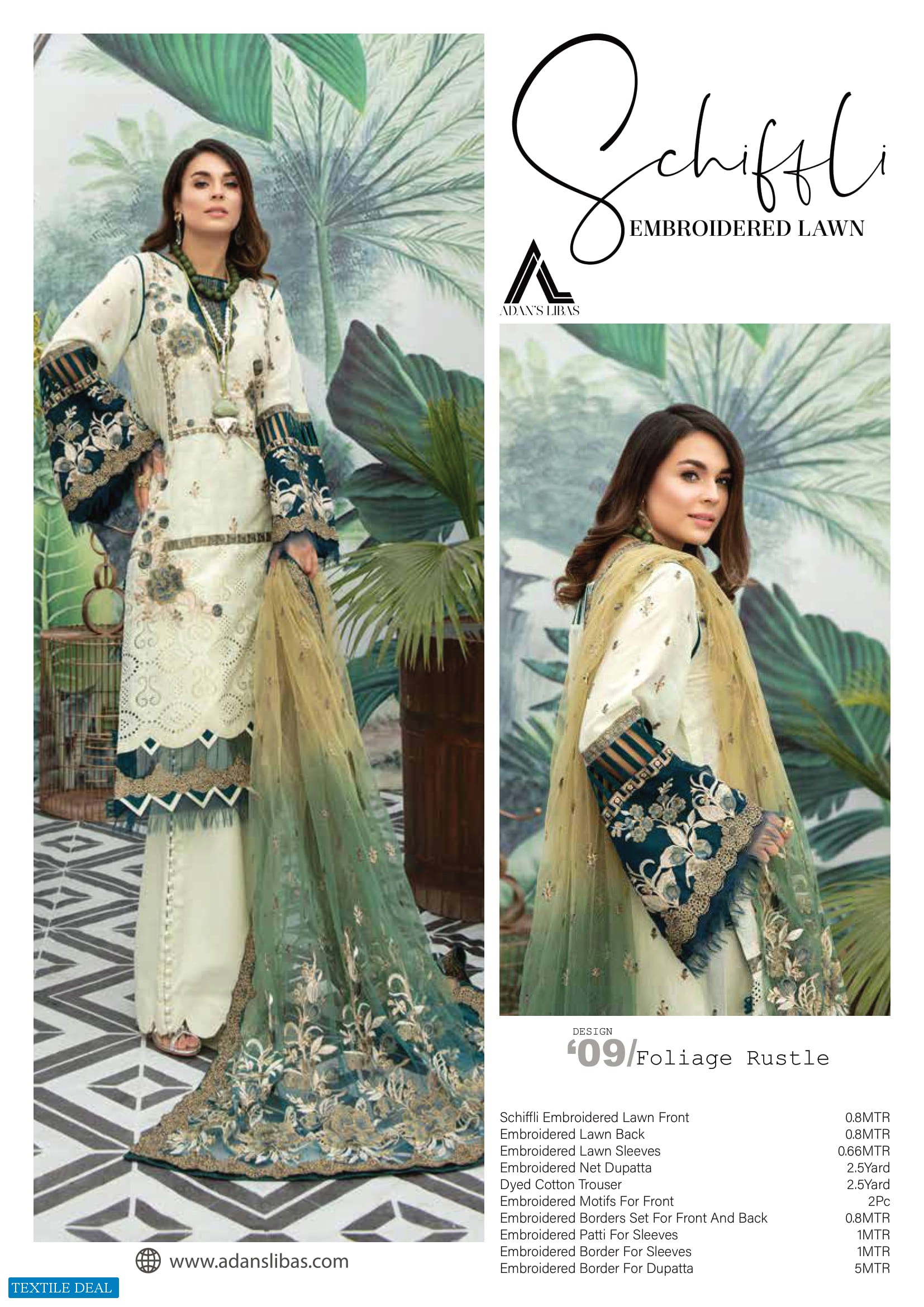 Adans Libas Schiffli Embroidered Pakistani Suits