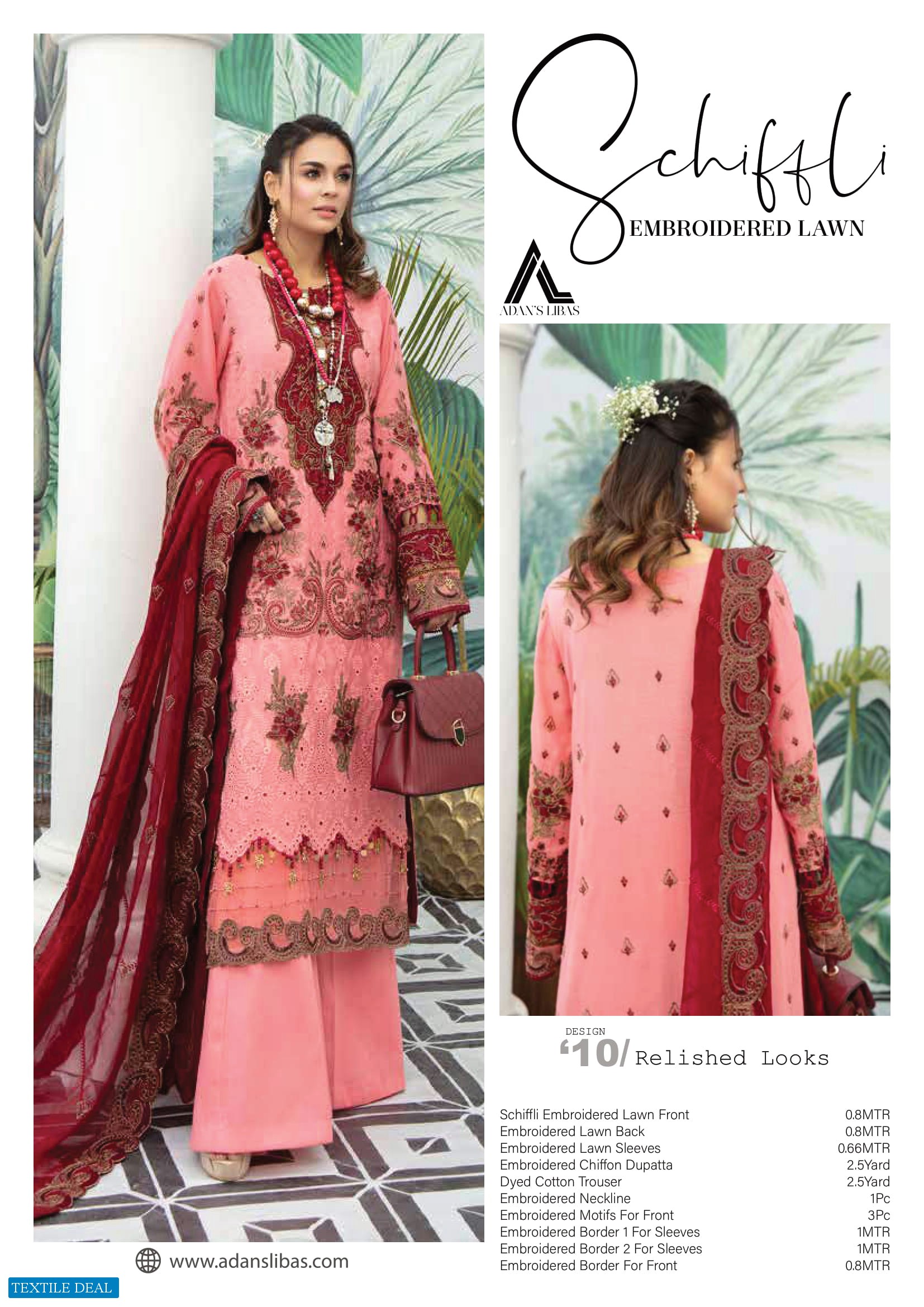 Adans Libas Schiffli Embroidered Pakistani Suits