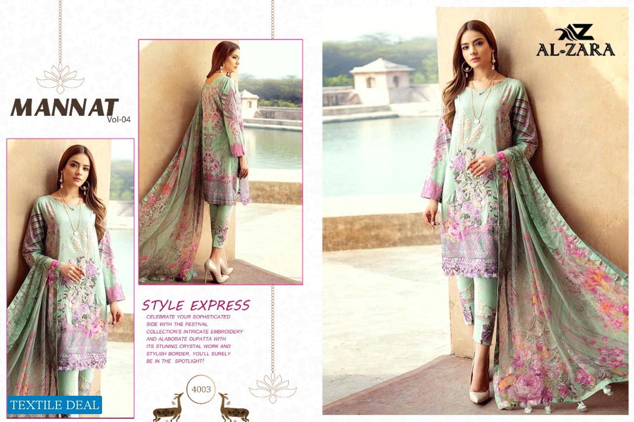 Al-zara Mannat Vol-4 Wholesale Pakistani Concept Dress