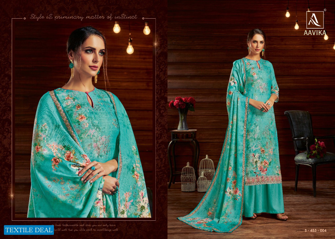 Alok Aavika Pure Pashmina Jacquard Dress material Wholesaler