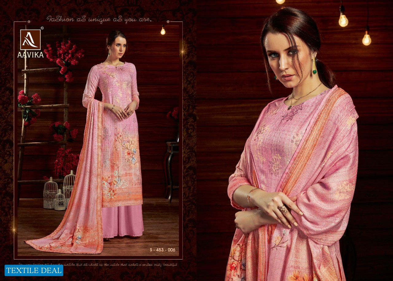 Alok Aavika Pure Pashmina Jacquard Dress material Wholesaler