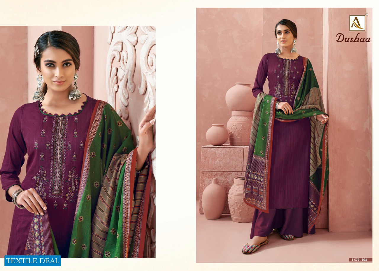 Alok Dushaa Wholesale Zam Self Print Dress Material
