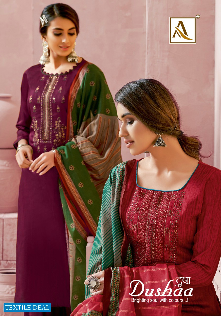 Alok Dushaa Wholesale Zam Self Print Dress Material