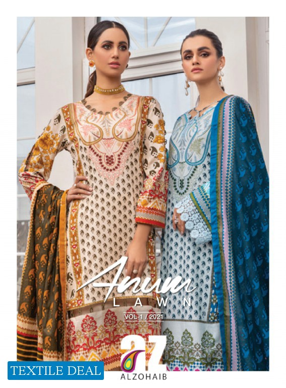 Alzohaib Anum Lawn Vol-1 2021 Wholesale Lawn Printed Pakistani Dress