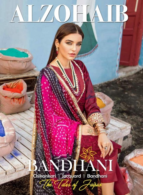 Alzohaib Bandhani Jaipuri Collection Branded Pakistani Suits Wholesale
