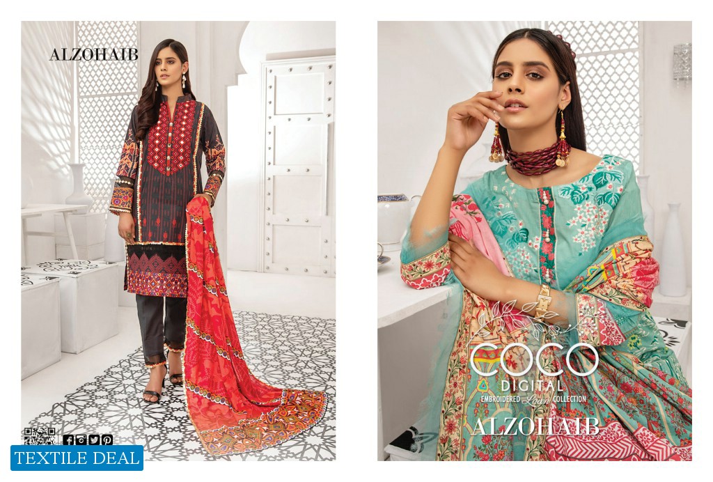 Alzohaib Coco Digital Embroidered Lawn Collection Branded Pakistani Dress