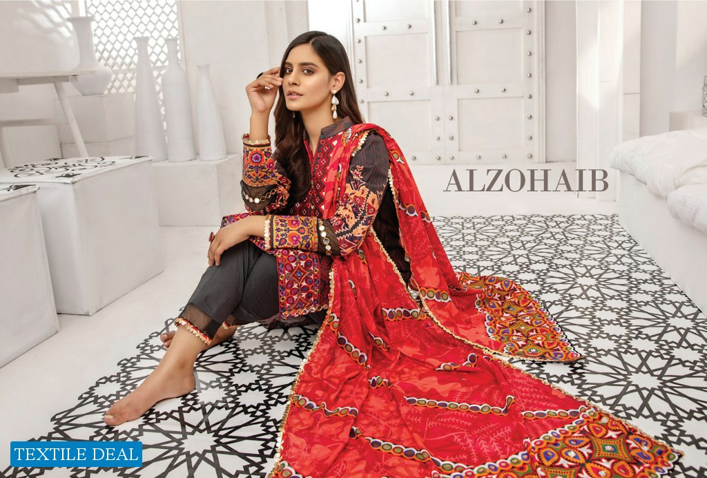 Alzohaib Coco Digital Embroidered Lawn Collection Branded Pakistani Dress