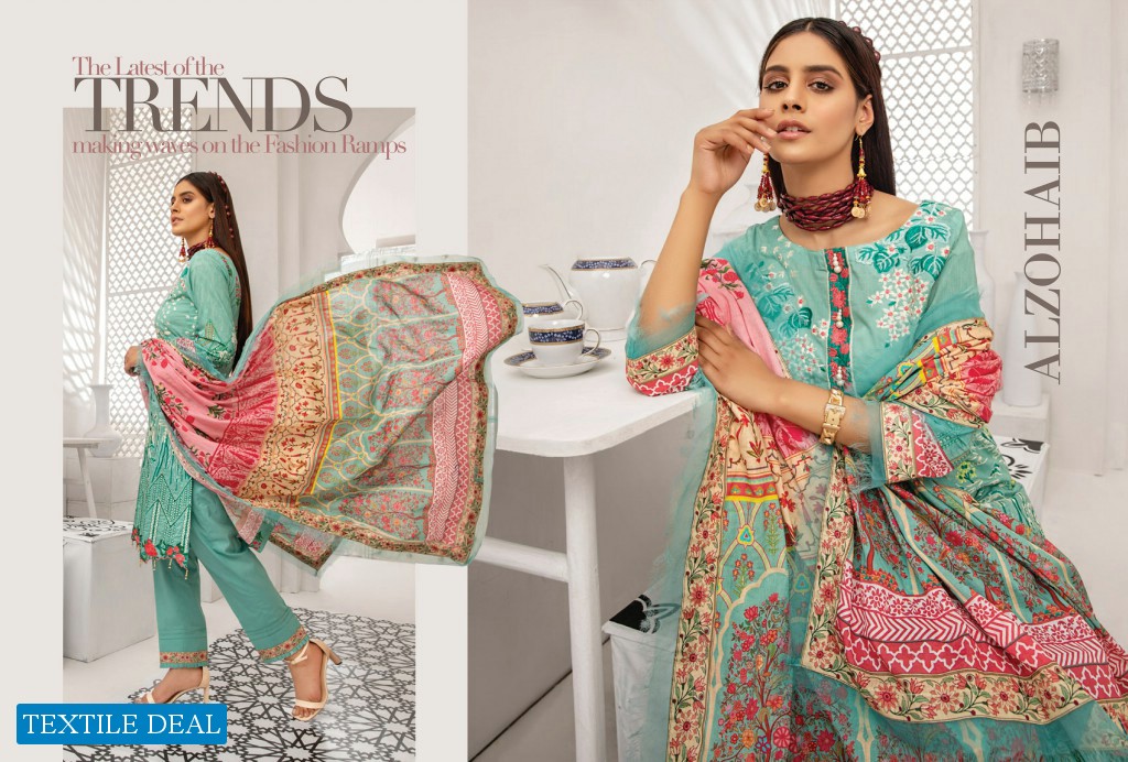 Alzohaib Coco Digital Embroidered Lawn Collection Branded Pakistani Dress
