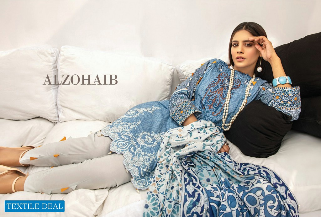 Alzohaib Coco Digital Embroidered Lawn Collection Branded Pakistani Dress