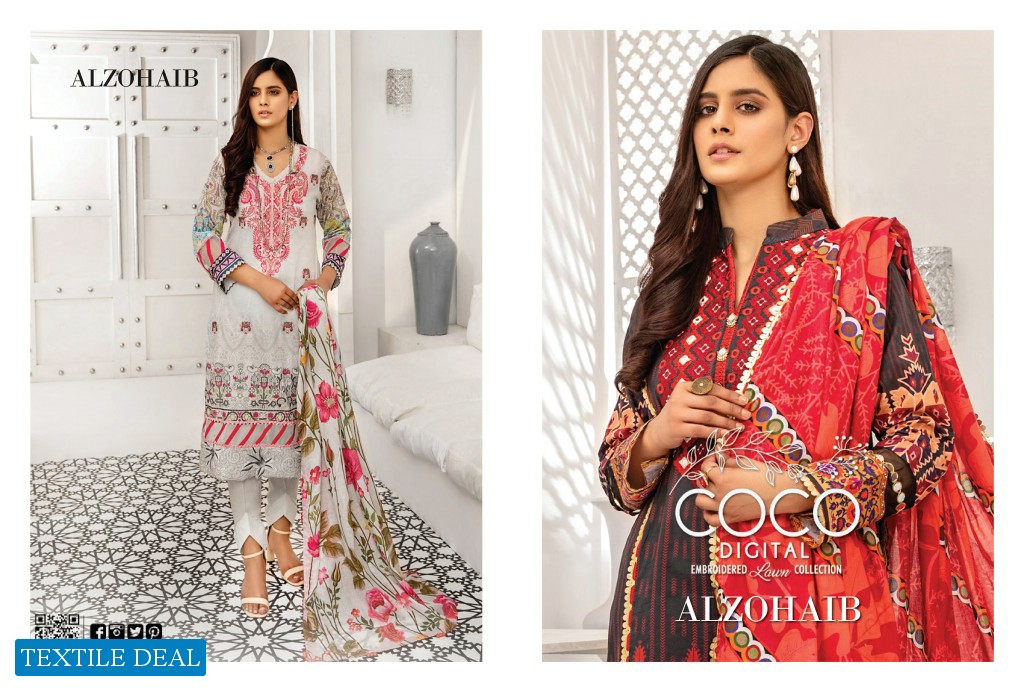 Alzohaib Coco Digital Embroidered Lawn Collection Branded Pakistani Dress