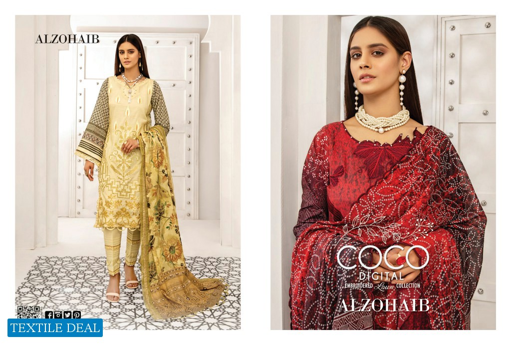 Alzohaib Coco Digital Embroidered Lawn Collection Branded Pakistani Dress