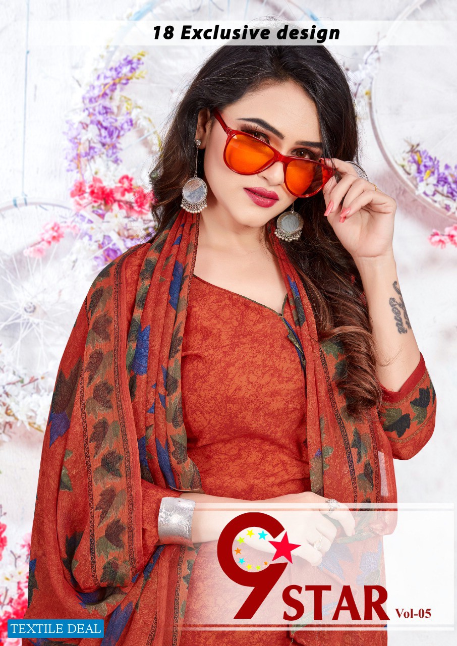 Amit 9 Star Vol-5 Synthetic Fabrics Dress Material Catalog