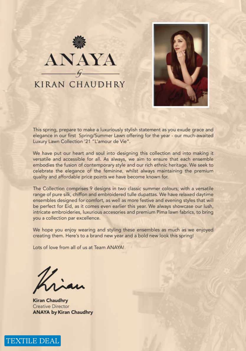 Anaya By Kiran chaudhry Luxury Lawn 2021 Branded Pakistani Catalog