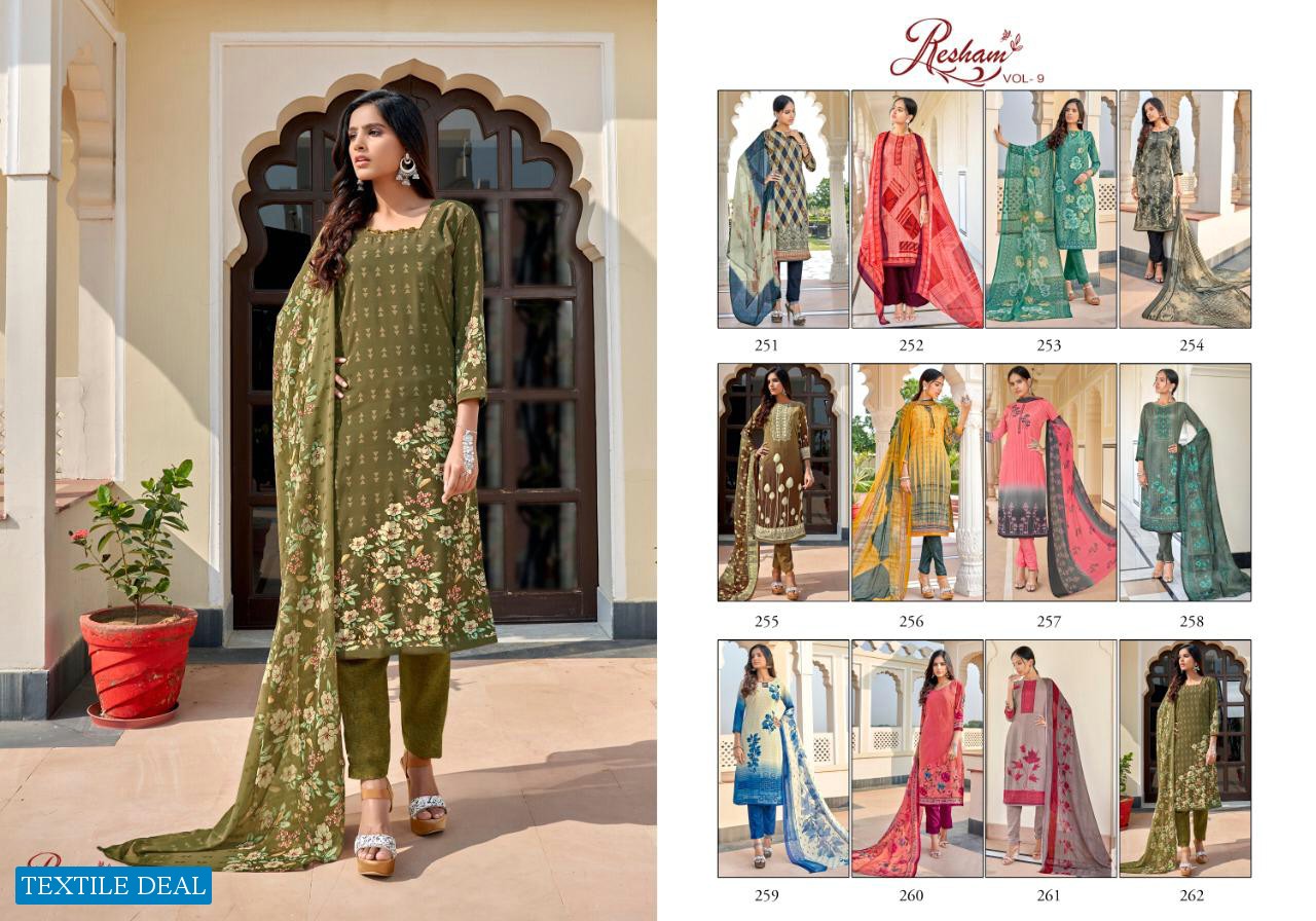 Anmol Resham Vol-9 Wholesale French Crepe Salwar Kameez