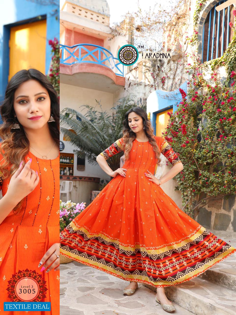 Aradhna Level Vol-3 Wholesale Long Anarkali Kurtis Catalogs