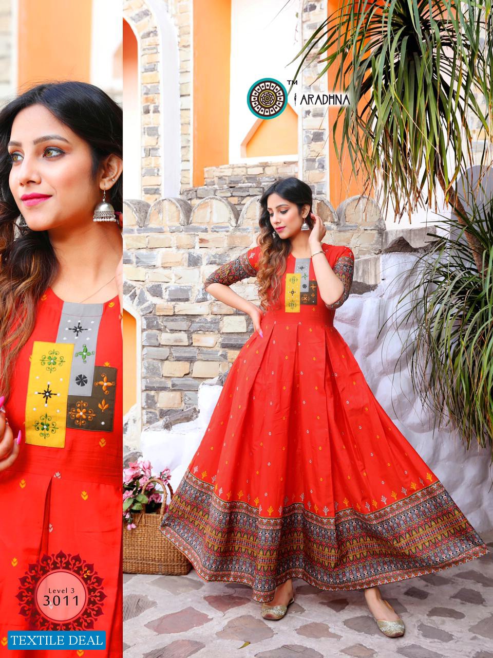 Aradhna Level Vol-3 Wholesale Long Anarkali Kurtis Catalogs