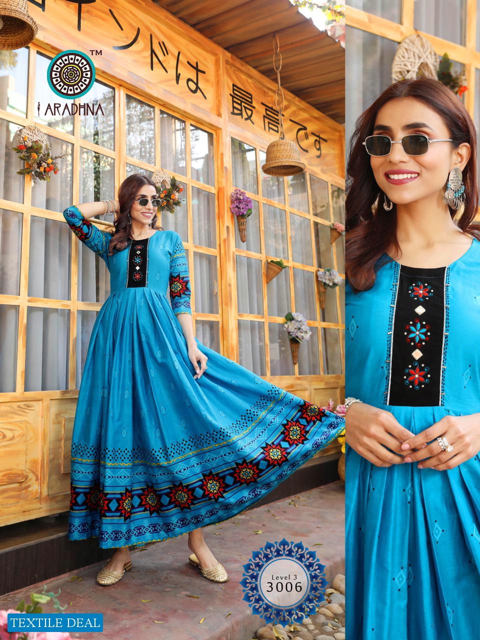 Aradhna Level Vol-3 Wholesale Long Anarkali Kurtis Catalogs