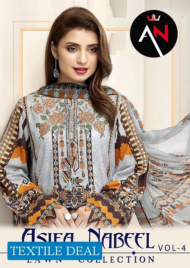 Asifa Nabeel Vol-4 Wholesale Lawn Collection Printed Dress Material