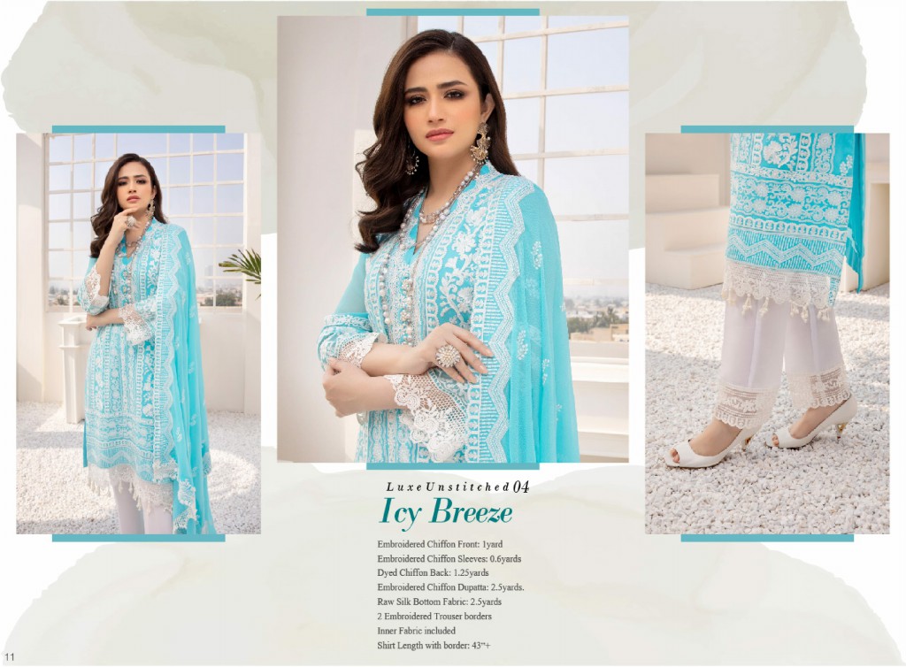 Azure Luxe Festive 3pcs Collections Wholesale Unsttiched Dress