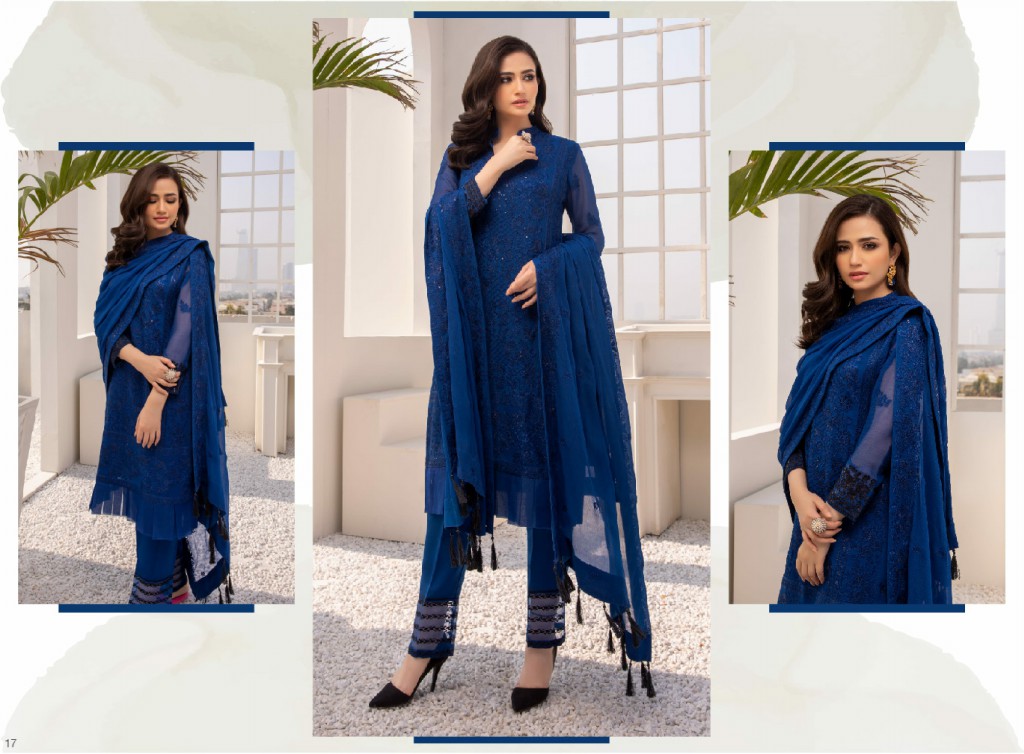 Azure Luxe Festive 3pcs Collections Wholesale Unsttiched Dress