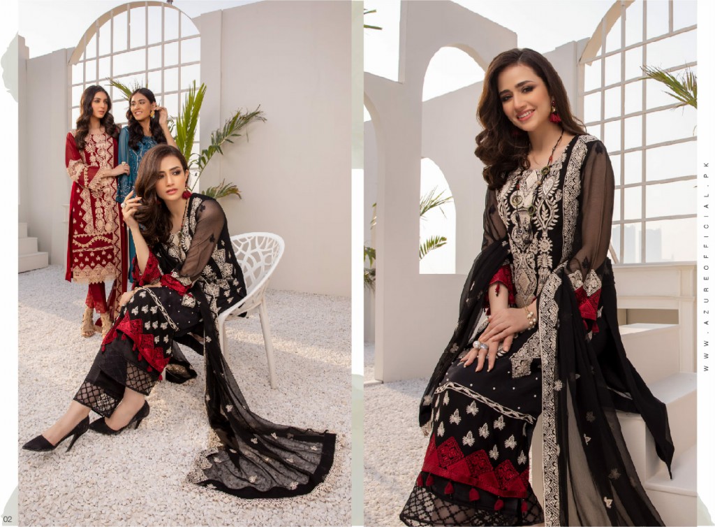 Azure Luxe Festive 3pcs Collections Wholesale Unsttiched Dress