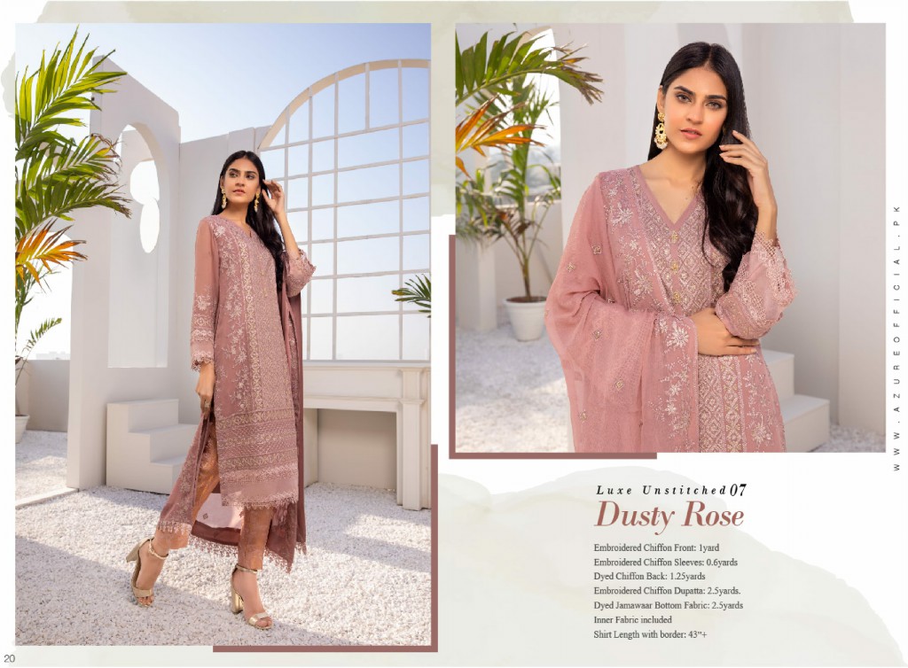 Azure Luxe Festive 3pcs Collections Wholesale Unsttiched Dress