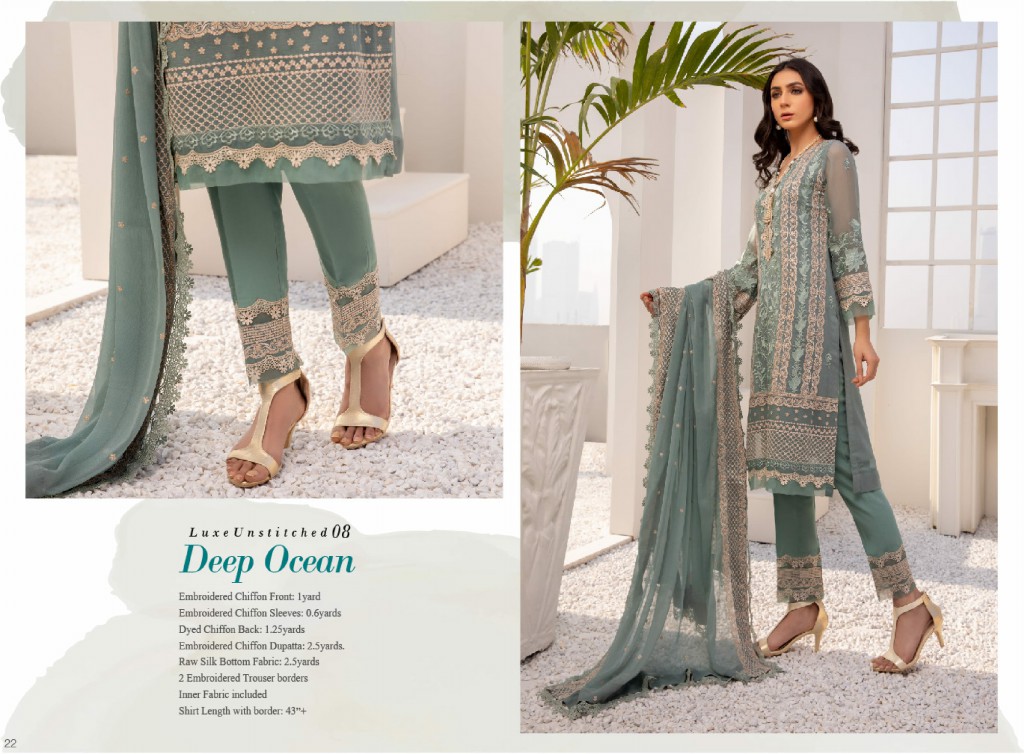 Azure Luxe Festive 3pcs Collections Wholesale Unsttiched Dress