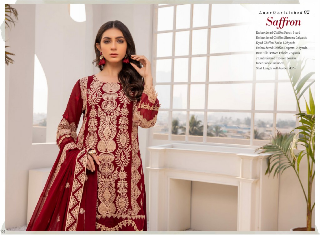 Azure Luxe Festive 3pcs Collections Wholesale Unsttiched Dress